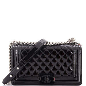 Chanel Old Medium Boy Flap Bag Quilted Plexiglass Patent